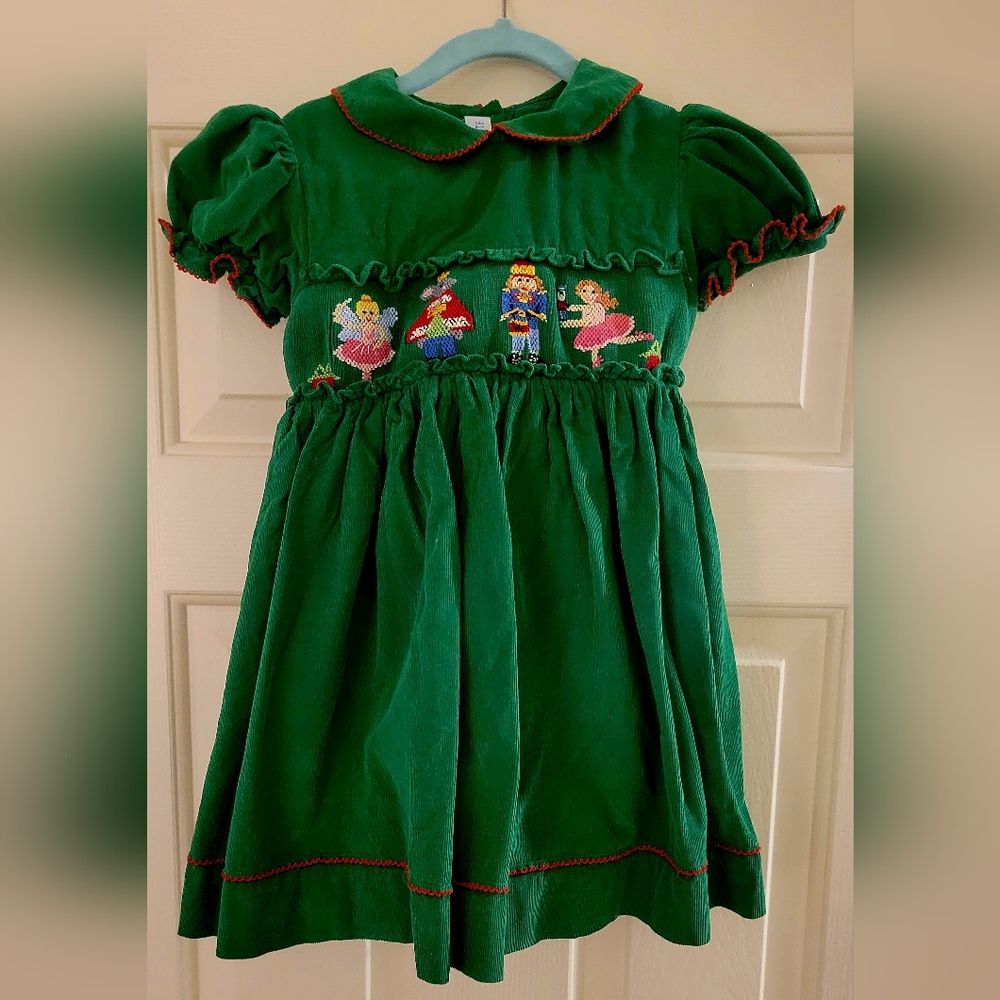 Vive le fete Smocked Corduroy Nutcracker Christmas Dress
